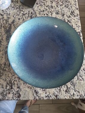 Pier 1 Blue Green Textured Decorative Charger